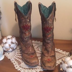 Aztec design Corral leather boots